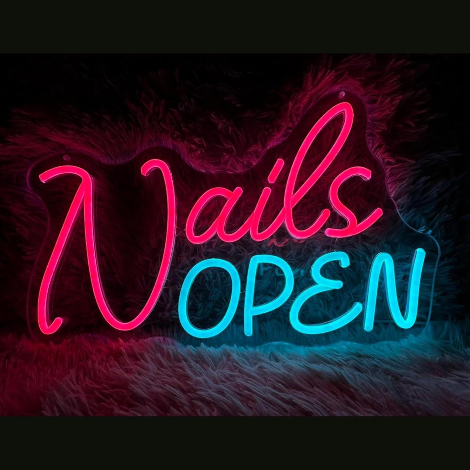 Nail Art Nail Art - Neonowy znak LED z napisem Nails