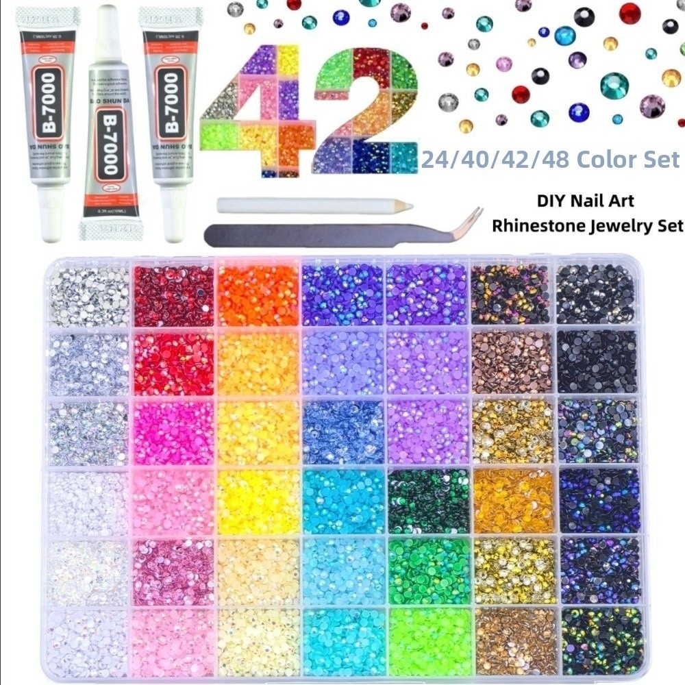 Nail Art Jelly - Wielokolorowy Zestaw Żywicznych Cyrkonii, Błyszczące Materiały