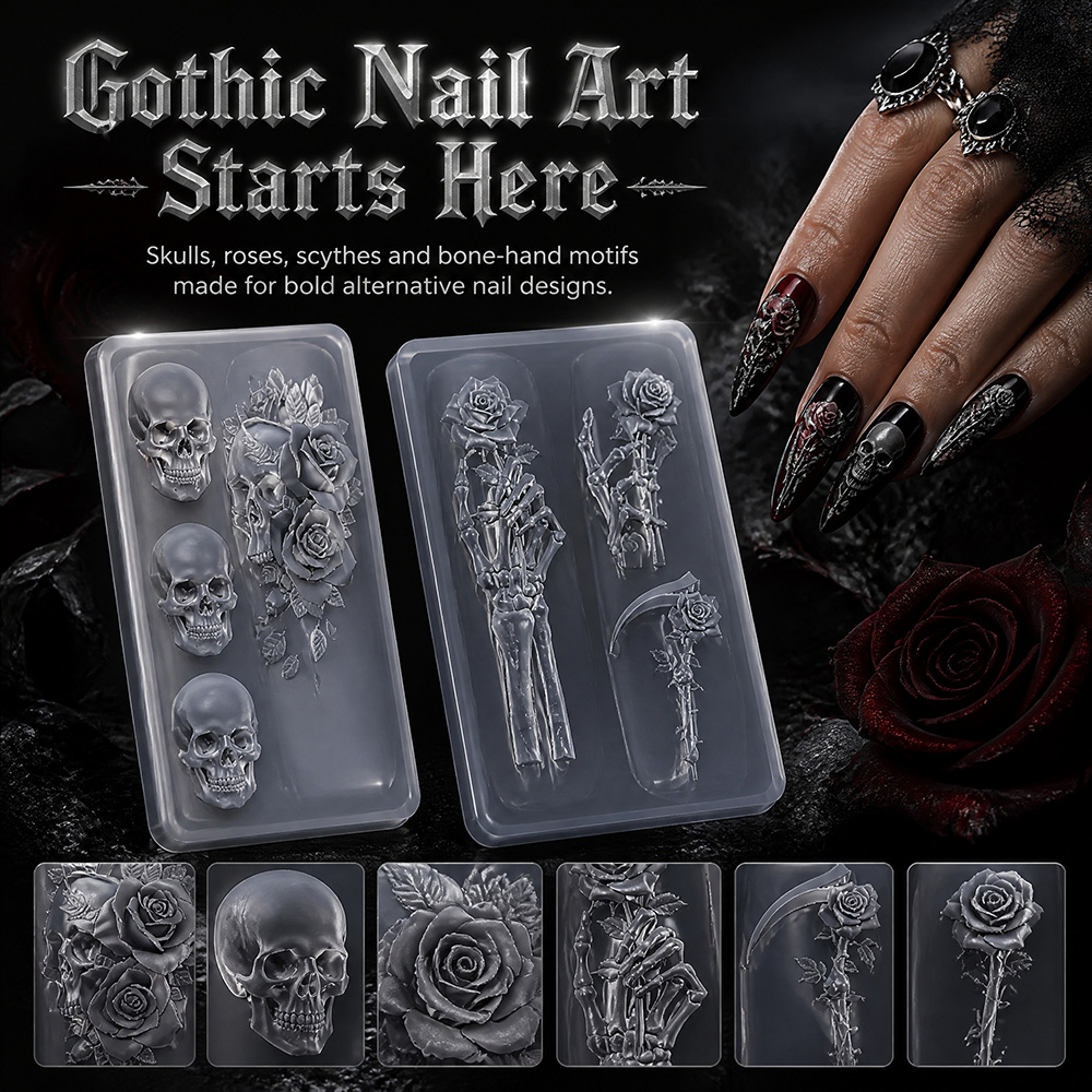 Nail Art Gothic - Zestaw 2 szt. Formy silikonowe do