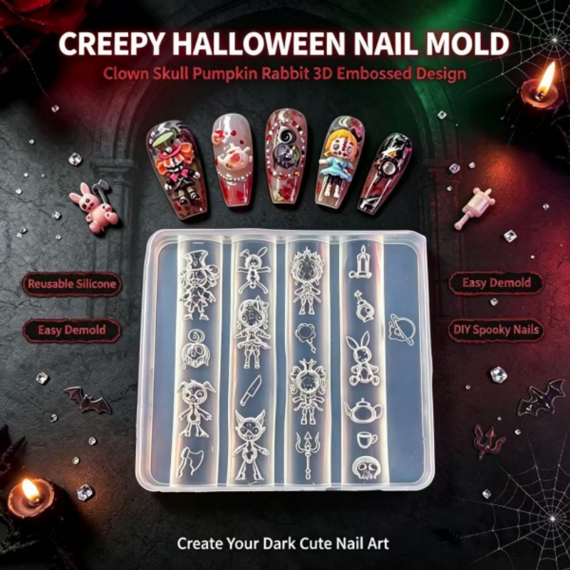 Nail Art Gothic - Forma silikonowa do zdobienia paznokci na