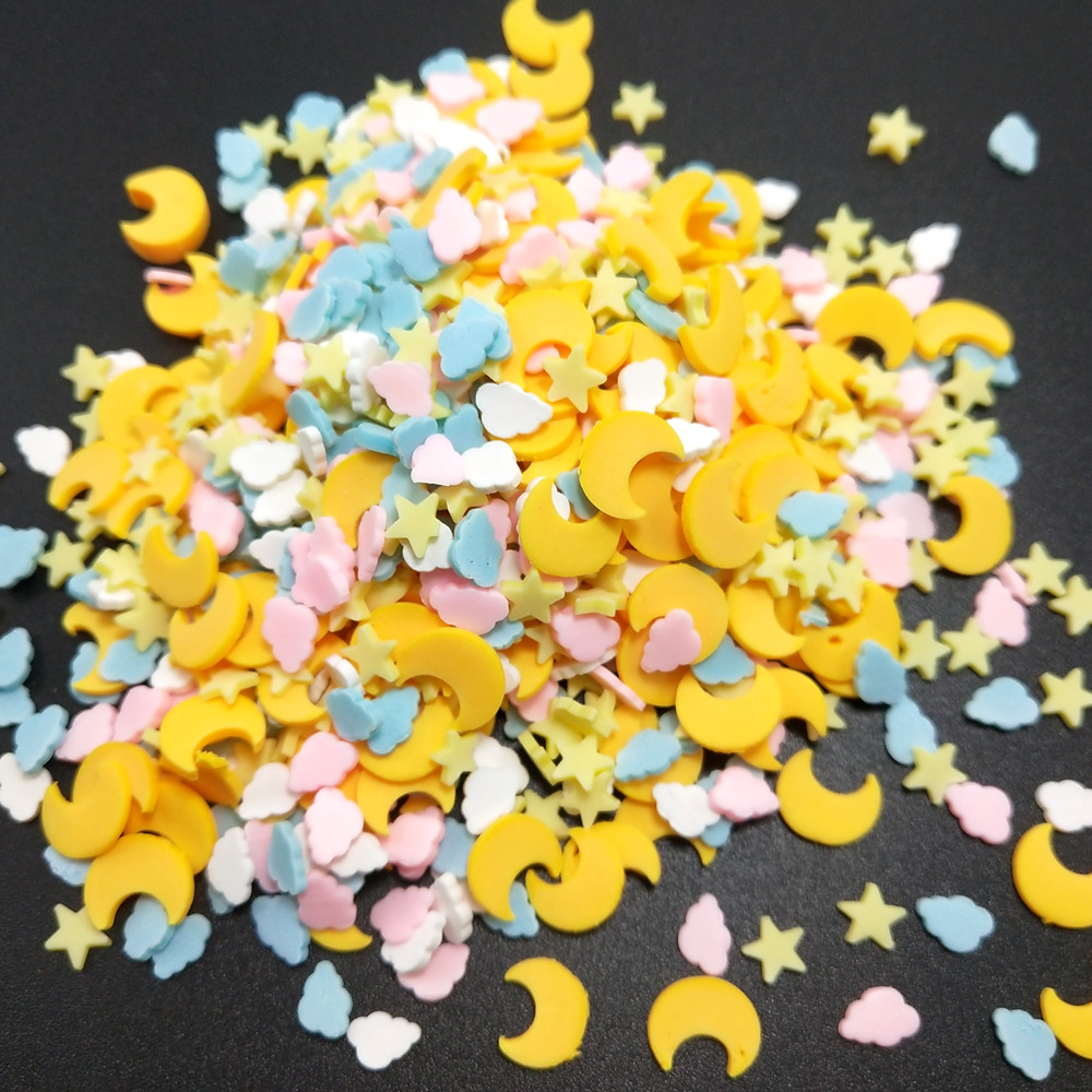 Nail Art Yellow - 50g Żółta gwiazda/chmury Gliny polimerowe do