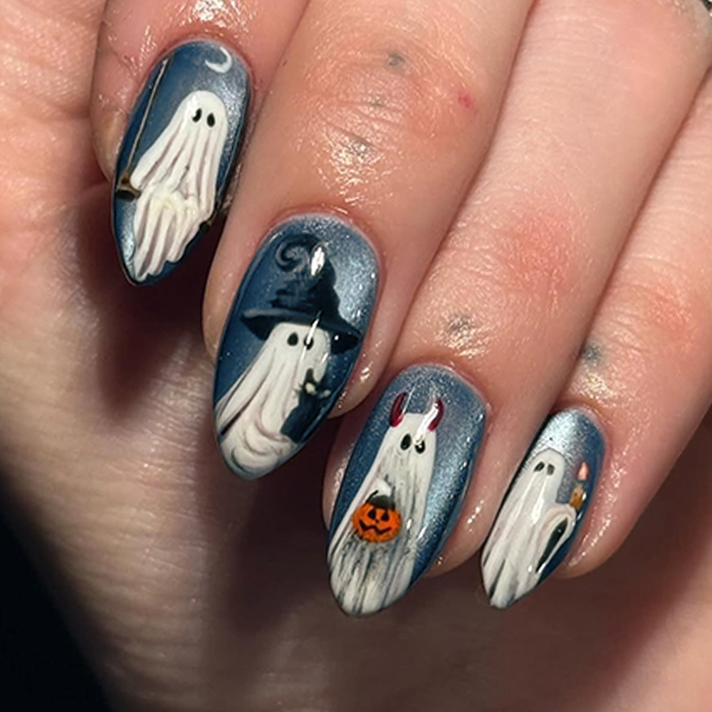 Nail Art Jelly - 24 szt. Halloweenowe paznokcie sztuczne z