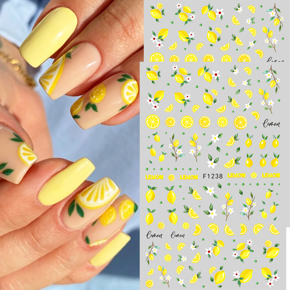 Nail Art Yellow - 2 szt. Żółte naklejki na paznokcie