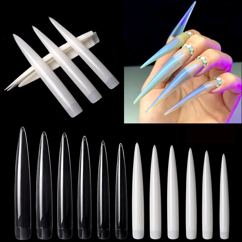 Nail Art Xl - Przezroczyste, naturalne, bardzo długie sztuczne paznokcie,