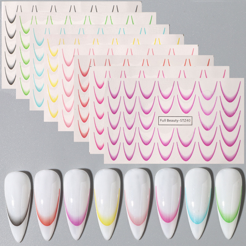 8 sztuk gradientowe francuskie – Nail Art Quotes recenzja i cena
