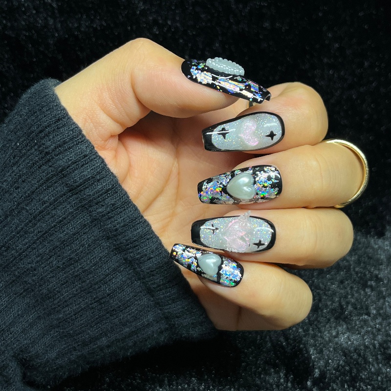 10 SZTUK Gotyckie Czarne Pazno – Nail Art Gothic recenzja i cena